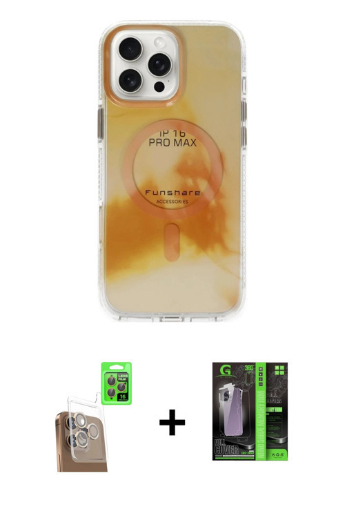ieg™ iPhone 16 Pro Kılıf Ufuk Doku Prime - Şeffaf 360 Full Body Arka Koruyucu + Çöl Titanyum Raze Me