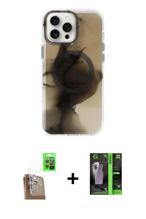 ieg™ iPhone 16 Pro Kılıf Ufuk Doku Prime - Şeffaf 360 Full Body Arka Koruyucu + Çöl Titanyum Raze Me