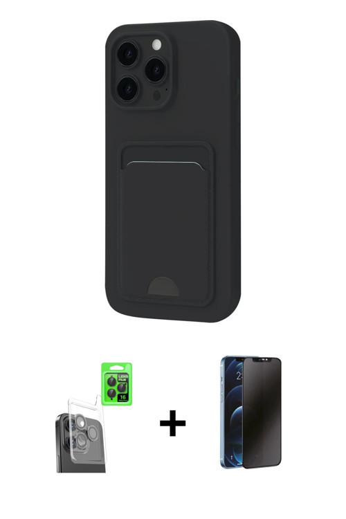 ieg™ iPhone 16 Pro Kılıf Vadi Çizgi Prime - Siyah 3D Antistatik Hayalet Cam Ekran Koruyucu + Siyah R