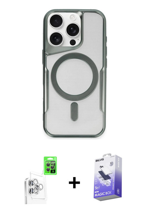 ieg™ iPhone 16 Pro Kılıf Yadigar Klasik Özel Seri - Siyah Bilvis 5in1 5D Magic Hayalet Cam Ekran Kor