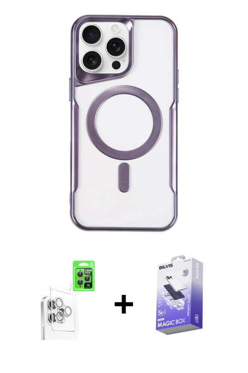 ieg™ iPhone 16 Pro Kılıf Yadigar Klasik Özel Seri - Siyah Bilvis 5in1 5D Magic Hayalet Cam Ekran Kor