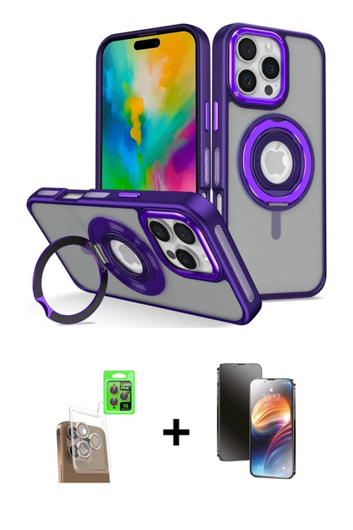 ieg™ iPhone 16 Pro Kılıf Nova Minimal Serisi - Siyah 3D Antistatik Mat Seramik Nano Ekran Koruyucu +