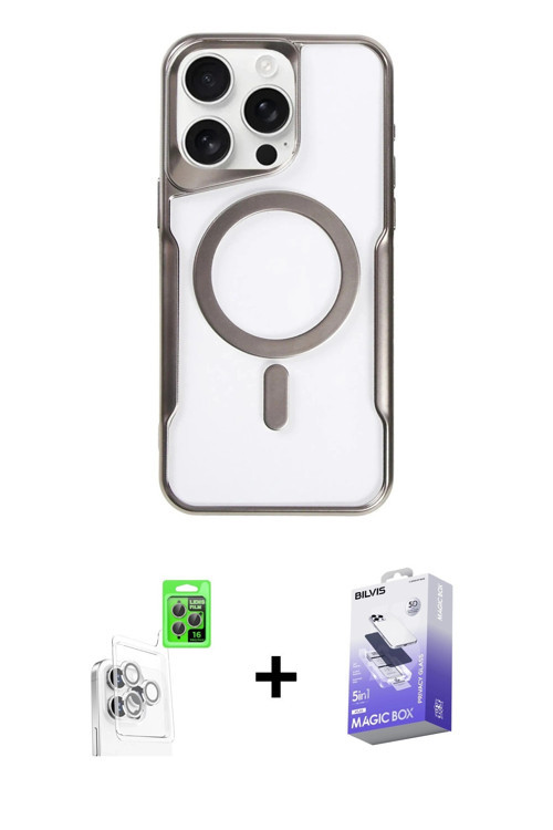 ieg™ iPhone 16 Pro Kılıf Yadigar Klasik Özel Seri - Siyah Bilvis 5in1 5D Magic Hayalet Cam Ekran Kor