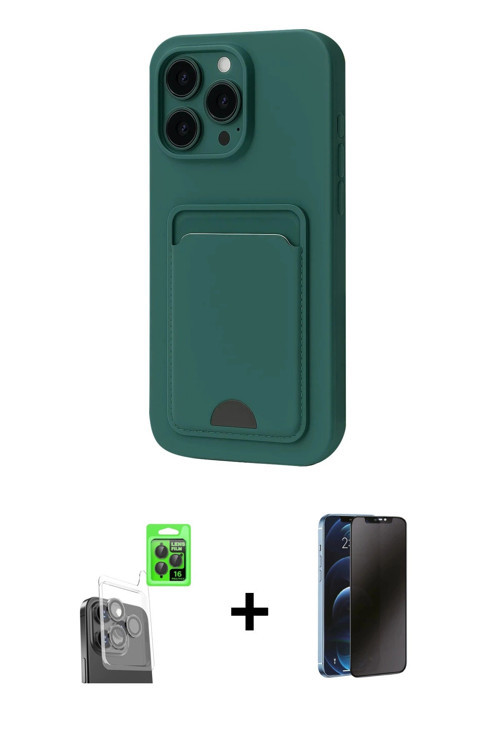 ieg™ iPhone 16 Pro Kılıf Vadi Çizgi Prime - Siyah 3D Antistatik Hayalet Cam Ekran Koruyucu + Siyah R