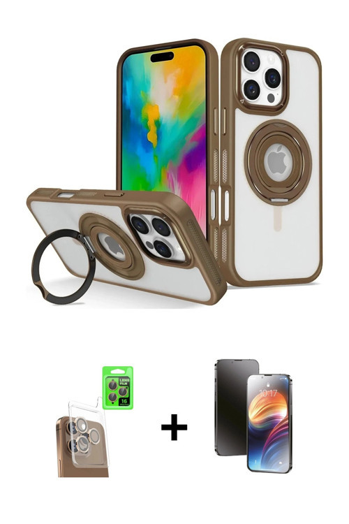 ieg™ iPhone 16 Pro Kılıf Nova Minimal Serisi - Siyah 3D Antistatik Mat Seramik Nano Ekran Koruyucu +