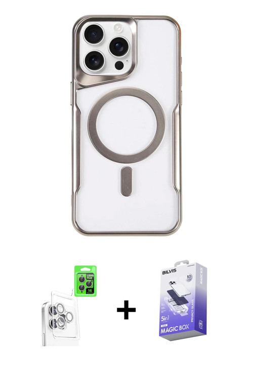 ieg™ iPhone 16 Pro Kılıf Yadigar Klasik Özel Seri - Siyah Bilvis 5in1 5D Magic Hayalet Cam Ekran Kor