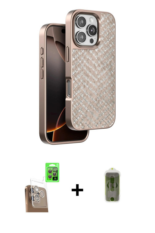 ieg™ iPhone 16 Pro Kılıf Vadi Özel Seri - Siyah Joko Magic 5D Hayalet Cam + Çöl Titanyum Raze Metal