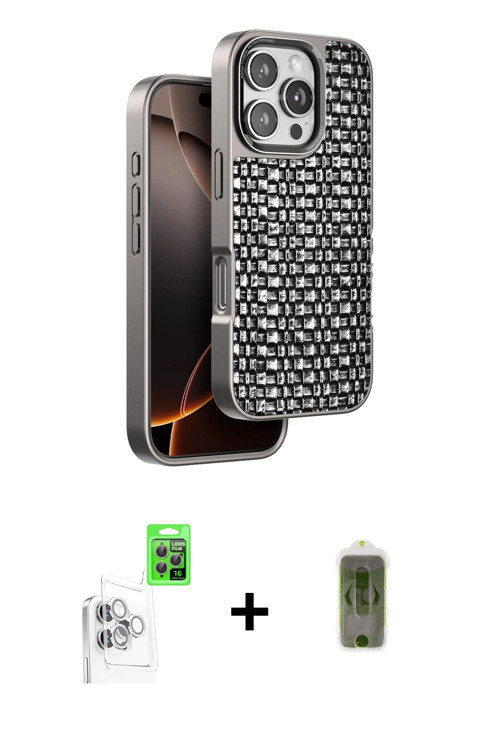 ieg™ iPhone 16 Pro Kılıf Siluet Form Serisi - Siyah Joko Magic 5D Hayalet Cam + Beyaz Raze Metal Kam