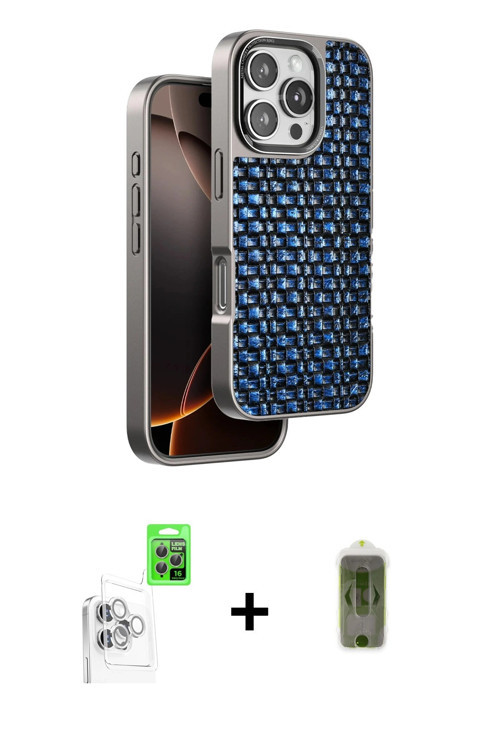 ieg™ iPhone 16 Pro Kılıf Siluet Form Serisi - Siyah Joko Magic 5D Hayalet Cam + Beyaz Raze Metal Kam