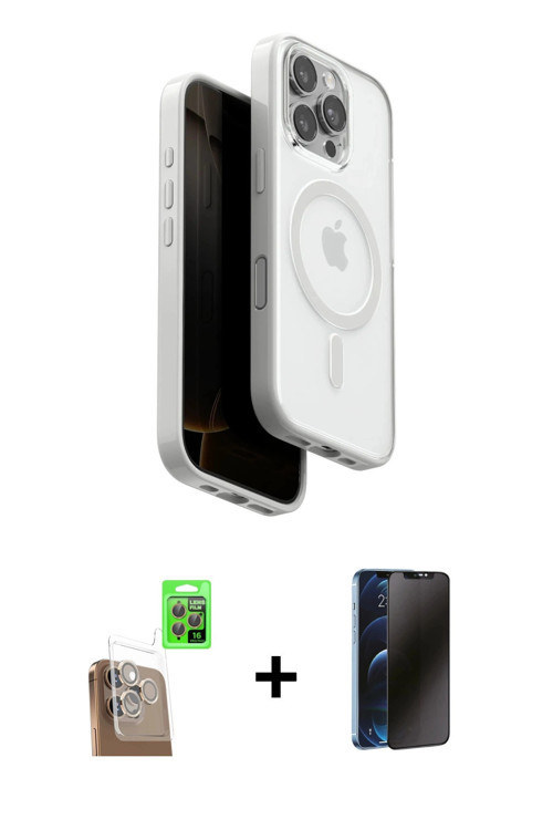 ieg™ iPhone 16 Pro Kılıf Pusula Form Serisi - Siyah 3D Antistatik Hayalet Cam Ekran Koruyucu + Çöl T