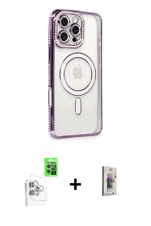 ieg™ iPhone 16 Pro Kılıf Zirve Doku Prime - Siyah Bilvis 3D Cam Ekran Koruyucu + Beyaz Raze Metal Ka