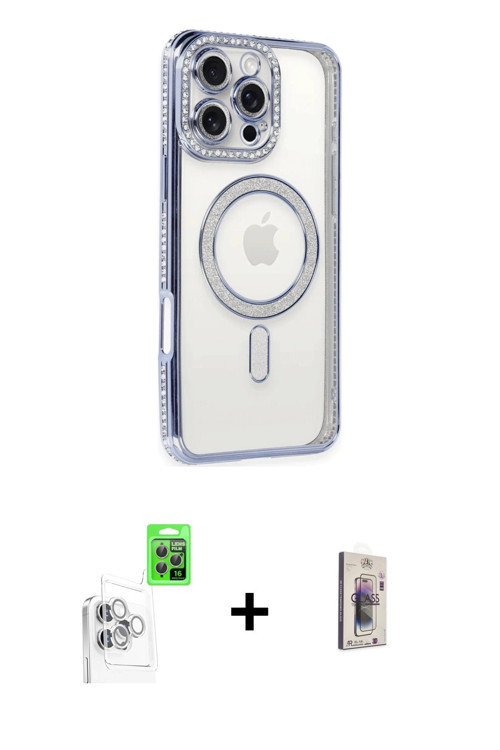 ieg™ iPhone 16 Pro Kılıf Zirve Doku Prime - Siyah Bilvis 3D Cam Ekran Koruyucu + Beyaz Raze Metal Ka