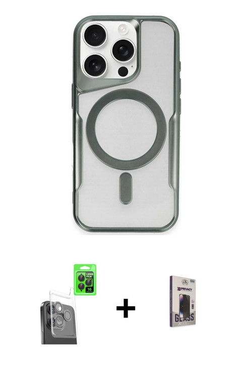 ieg™ iPhone 16 Pro Kılıf Yadigar Klasik Özel Seri - Siyah Bilvis Hayalet Cam Ekran Koruyucu + Siyah