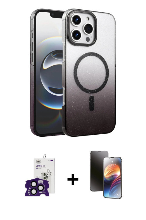 ieg™ iPhone 16 Pro Max Kılıf Ahenk Doku Özel Seri - Siyah 3D Antistatik Mat Seramik Nano Ekran Koruy
