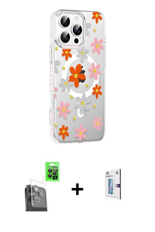 ieg™ iPhone 16 Pro Kılıf Yörünge Işık Prime - Siyah Bilvis 0.18mm Plus Cam Ekran Koruyucu + Siyah Ra