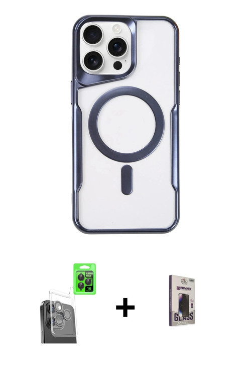 ieg™ iPhone 16 Pro Kılıf Yadigar Klasik Özel Seri - Siyah Bilvis Hayalet Cam Ekran Koruyucu + Siyah