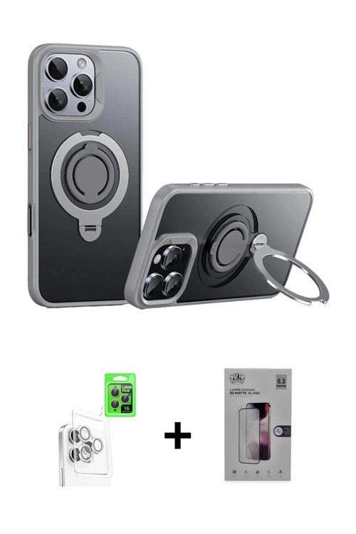 ieg™ iPhone 16 Pro Kılıf Zirve Çizgi Prime - Siyah Bilvis 3D Mat Cam Ekran Koruyucu + Beyaz Raze Met