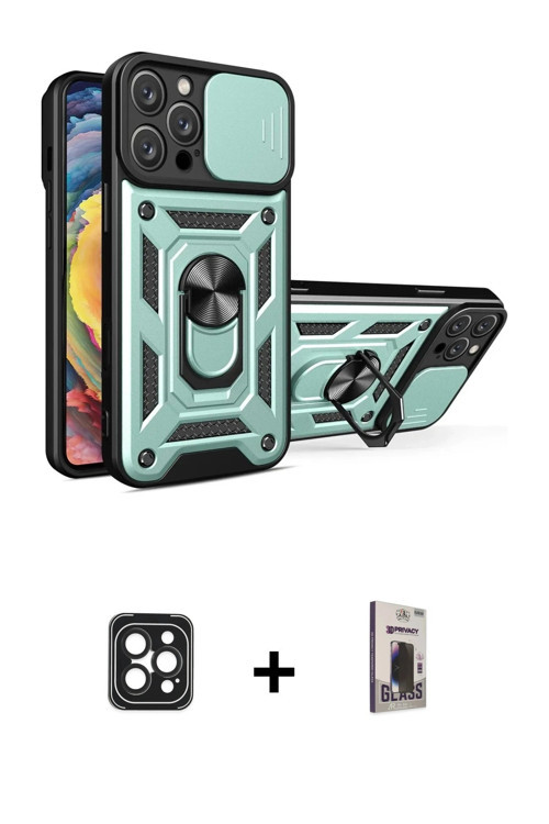 ieg™ iPhone 16 Pro Max Kılıf Ahenk Klasik - Siyah Bilvis Hayalet Cam Ekran Koruyucu + Siyah PVD Meta