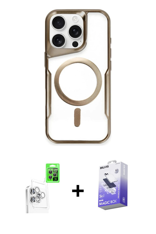 ieg™ iPhone 16 Pro Kılıf Yadigar Klasik Özel Seri - Siyah Bilvis 5in1 5D Magic Hayalet Cam Ekran Kor