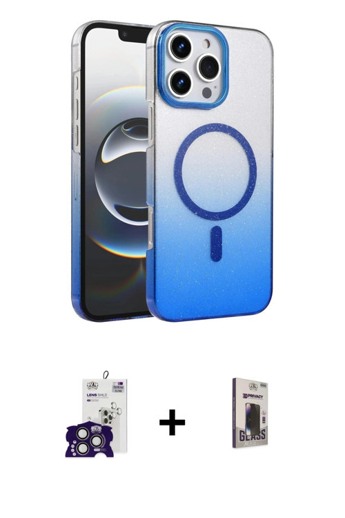ieg™ iPhone 16 Pro Max Kılıf Ahenk Doku Özel Seri - Siyah Bilvis Hayalet Cam Ekran Koruyucu + Titany