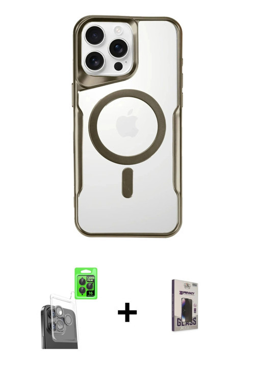 ieg™ iPhone 16 Pro Kılıf Yadigar Klasik Özel Seri - Siyah Bilvis Hayalet Cam Ekran Koruyucu + Siyah