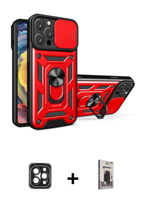 ieg™ iPhone 16 Pro Max Kılıf Ahenk Klasik - Siyah Bilvis Hayalet Cam Ekran Koruyucu + Siyah PVD Meta