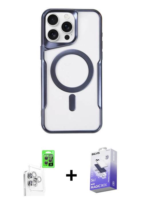 ieg™ iPhone 16 Pro Kılıf Yadigar Klasik Özel Seri - Siyah Bilvis 5in1 5D Magic Hayalet Cam Ekran Kor