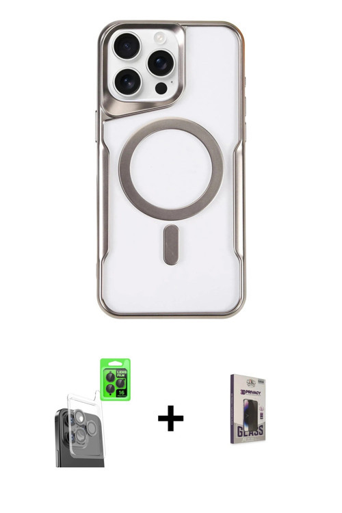 ieg™ iPhone 16 Pro Kılıf Yadigar Klasik Özel Seri - Siyah Bilvis Hayalet Cam Ekran Koruyucu + Siyah