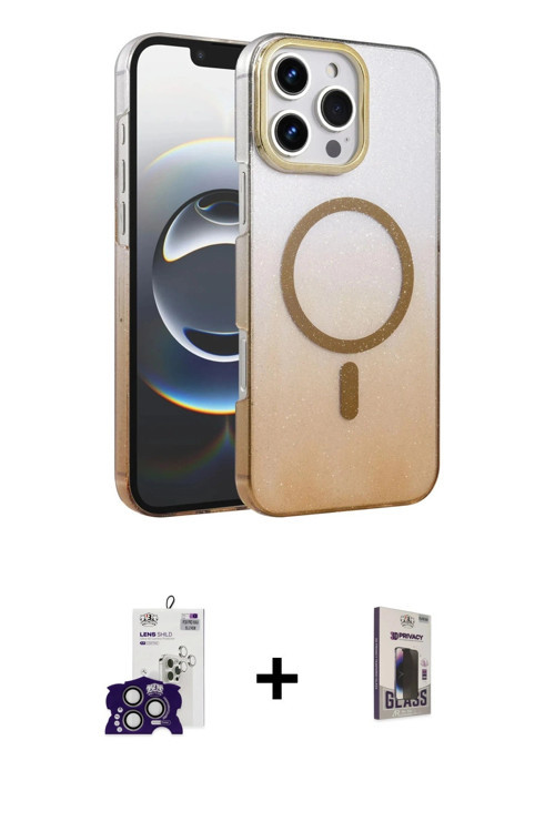 ieg™ iPhone 16 Pro Max Kılıf Ahenk Doku Özel Seri - Siyah Bilvis Hayalet Cam Ekran Koruyucu + Titany