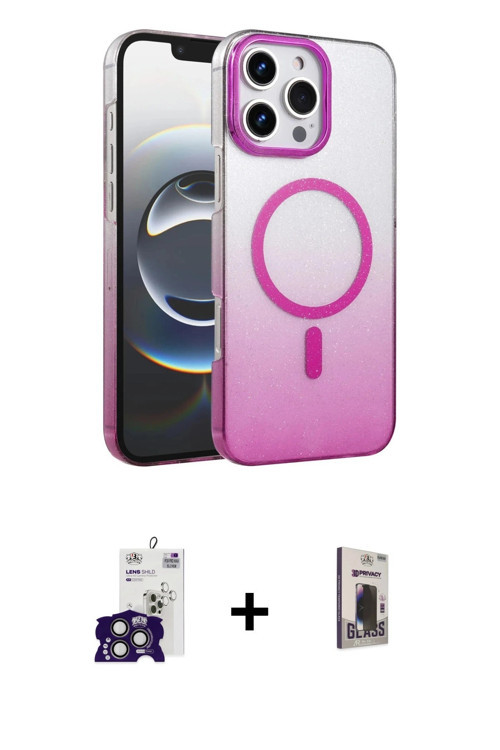 ieg™ iPhone 16 Pro Max Kılıf Ahenk Doku Özel Seri - Siyah Bilvis Hayalet Cam Ekran Koruyucu + Titany