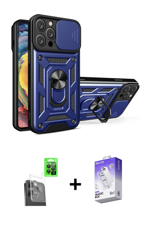 ieg™ iPhone 16 Pro Max Kılıf Ahenk Klasik - Siyah Bilvis 5in1 3D Magic Cam Ekran Koruyucu + Siyah Ra