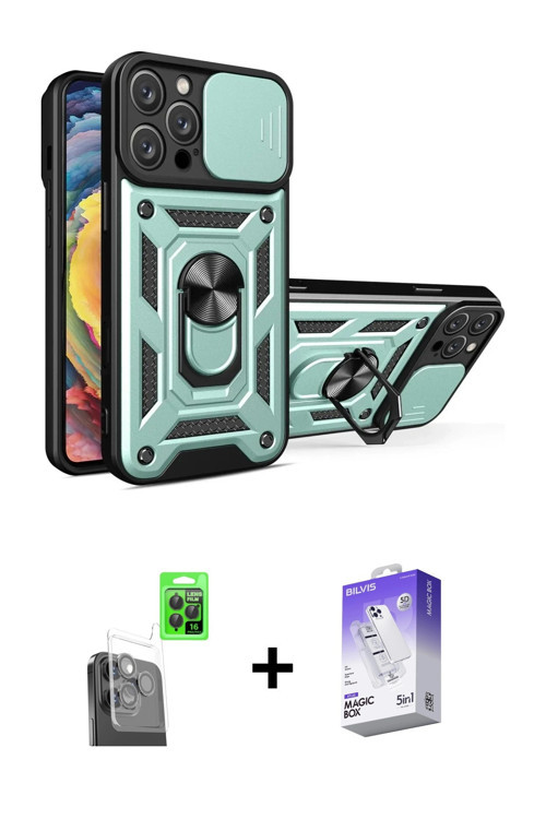 ieg™ iPhone 16 Pro Max Kılıf Ahenk Klasik - Siyah Bilvis 5in1 3D Magic Cam Ekran Koruyucu + Siyah Ra