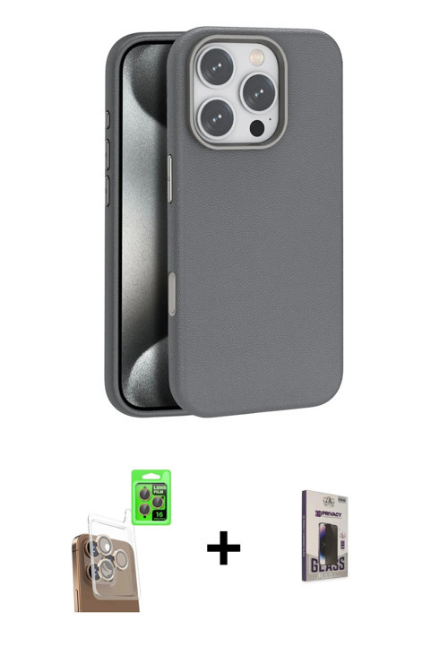 ieg™ iPhone 16 Pro Kılıf Zirve Modern Prime - Siyah Bilvis Hayalet Cam Ekran Koruyucu + Çöl Titanyum