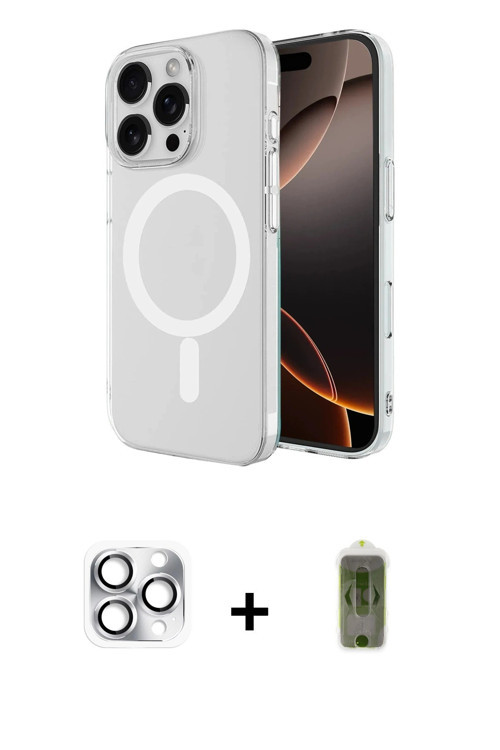 ieg™ iPhone 16 Pro Max Kılıf Ahenk Yansıma Prime - Siyah Joko Magic 5D Hayalet Cam + Gümüş Pers Alüm