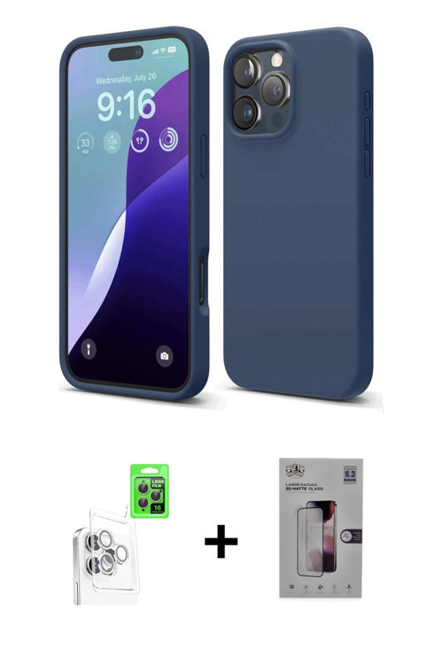 ieg™ iPhone 16 Pro Max Kılıf Ahenk Serisi - Siyah Bilvis 3D Mat Cam Ekran Koruyucu + Beyaz Raze Meta