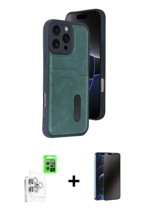 ieg™ iPhone 16 Pro Kılıf Yörünge Işık Serisi - Siyah 3D Antistatik Hayalet Cam Ekran Koruyucu + Beya