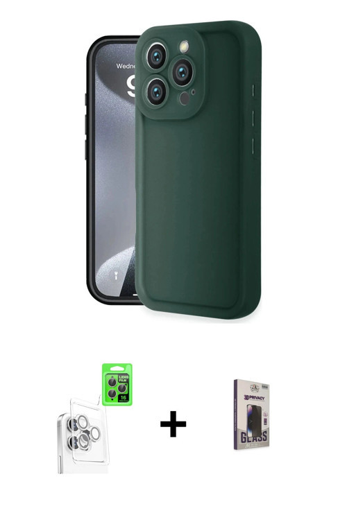 ieg™ iPhone 16 Pro Kılıf Yankı Yansıma Özel Seri - Siyah Bilvis Hayalet Cam Ekran Koruyucu + Beyaz R