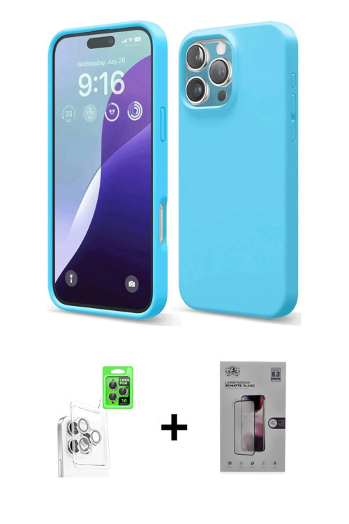 ieg™ iPhone 16 Pro Max Kılıf Ahenk Serisi - Siyah Bilvis 3D Mat Cam Ekran Koruyucu + Beyaz Raze Meta