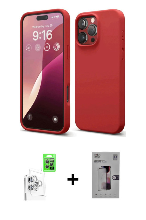 ieg™ iPhone 16 Pro Max Kılıf Ahenk Serisi - Siyah Bilvis 3D Mat Cam Ekran Koruyucu + Beyaz Raze Meta