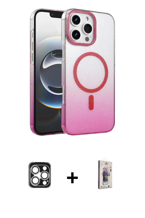 ieg™ iPhone 16 Pro Max Kılıf Ahenk Doku Özel Seri - Siyah Bilvis 3D Cam Ekran Koruyucu + Gümüş PVD M