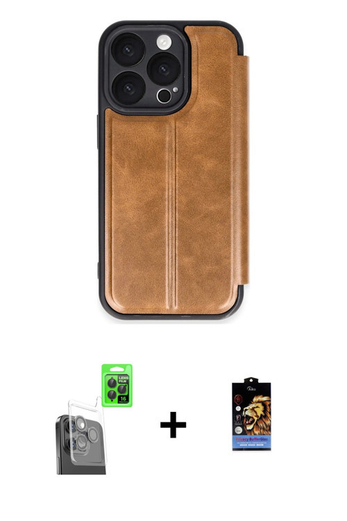 ieg™ iPhone 16 Pro Kılıf Zirve Yansıma Serisi - Siyah Buffer Hayalet Cam Ekran Koruyucu + Siyah Raze