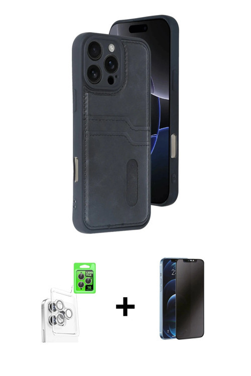 ieg™ iPhone 16 Pro Kılıf Yörünge Işık Serisi - Siyah 3D Antistatik Hayalet Cam Ekran Koruyucu + Beya