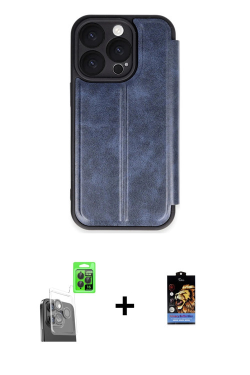 ieg™ iPhone 16 Pro Kılıf Zirve Yansıma Serisi - Siyah Buffer Hayalet Cam Ekran Koruyucu + Siyah Raze