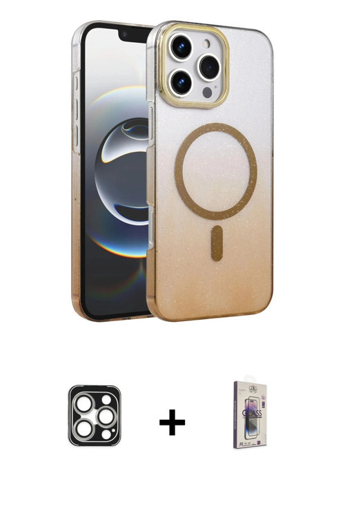 ieg™ iPhone 16 Pro Max Kılıf Ahenk Doku Özel Seri - Siyah Bilvis 3D Cam Ekran Koruyucu + Gümüş PVD M