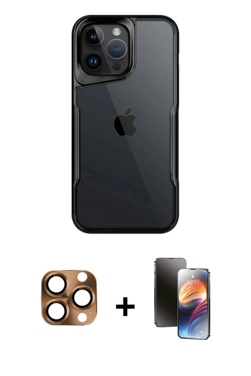 iPhone 16 Pro Max Kılıf Akış Çizgi Koleksiyonu - Siyah 3D Antistatik Mat Seramik Nano Ekran Kor