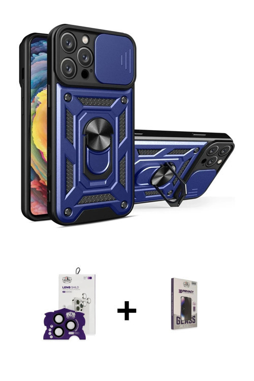 ieg™ iPhone 16 Pro Max Kılıf Ahenk Klasik - Siyah Bilvis Hayalet Cam Ekran Koruyucu + Siyah Bilvis T