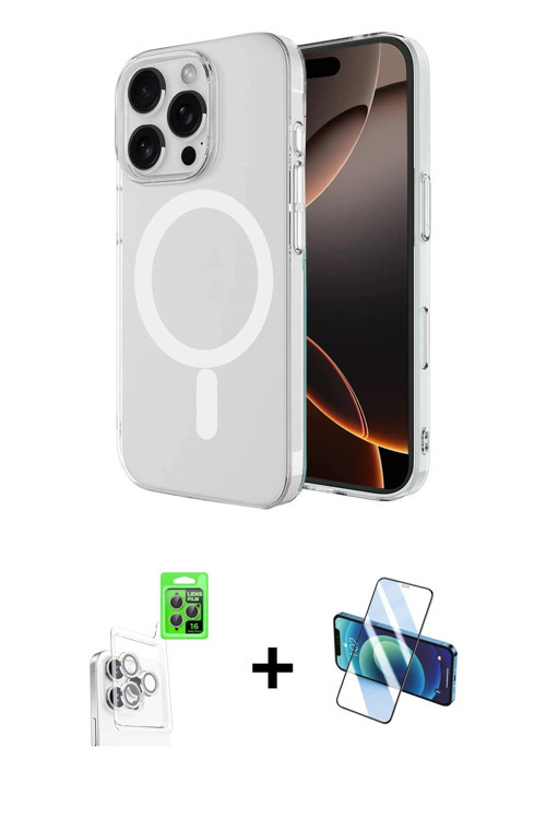 iPhone 16 Pro Max Kılıf Ahenk Yansıma Prime - Siyah 3D Antistatik Seramik Nano Ekran Koruyucu +