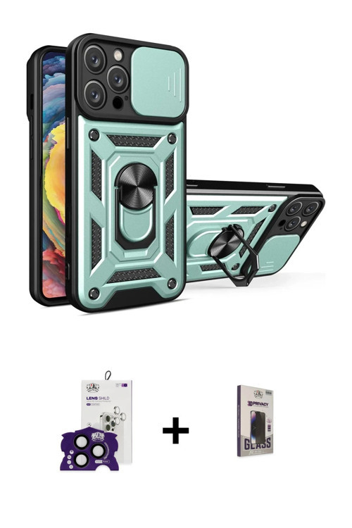 ieg™ iPhone 16 Pro Max Kılıf Ahenk Klasik - Siyah Bilvis Hayalet Cam Ekran Koruyucu + Siyah Bilvis T