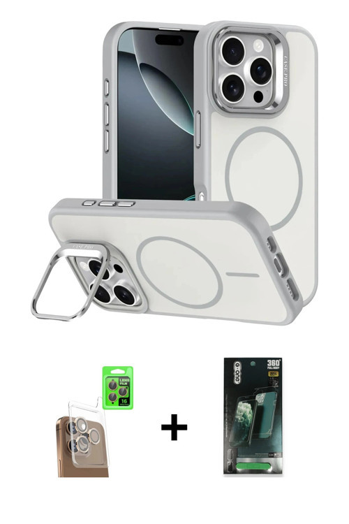 ieg™ iPhone 16 Pro Max Kılıf Çekirdek Klasik - Siyah 360 Mat Full Body Arka Koruyucu + Çöl Titanyum