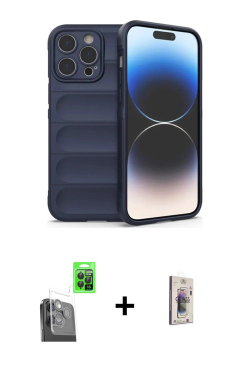 ieg™ iPhone 16 Pro Max Kılıf Atlas Koleksiyonu - Siyah Bilvis 3D Cam Ekran Koruyucu + Siyah Raze Met